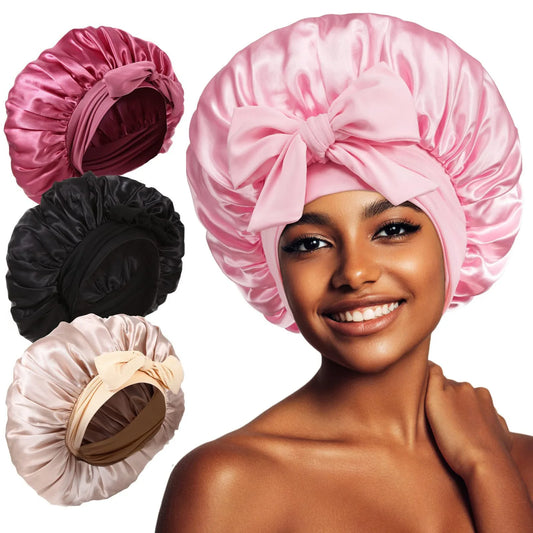 Women Satin Tie Bonnet Spandex